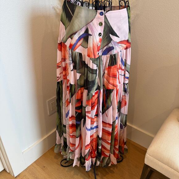 Alexandra Miro Penelope Beach Chiffon Maxi Skirt- Bird of Paradise NEW Medium - Picture 1 of 12